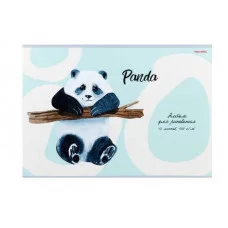 Альбом для рисования А4 12л. АКВАРЕЛЬНАЯ ПАНДА (12-3756) скрепка, мелов. обл,офс, микс из . 12-3756