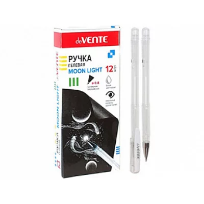 Ручка гелевая "Moonlight" белая 0.8/130мм корпус прозрачный DEVENTE 5051012 085421