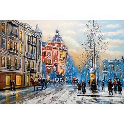 Алмаз. мозаика (блест.) 30х40 см. с подр., с полн. заполн. (29 цв.) Зимняя улица ( Арт. НД-5878)