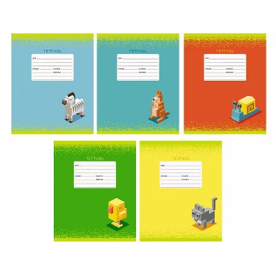 Тетради А5 24л. Скрепка. Линия. Обл.: мел. картон, выб. лак, Бум. оф.60 г/м2. Поля. Уп./гофр. Компьютерные герои ТЛЛ247593