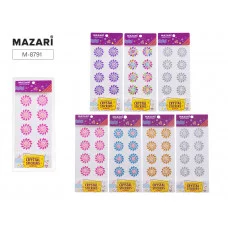 Стразы-наклейки M-8791 акриловые АССОРТИ-12,8.4х15 см,1дизайн,8цветов,ОПП-упаковка с европодвесом