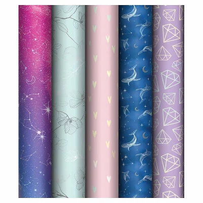 Упаковочная бумага 1шт глянц. 70*100см, MESHU "Brilliant effect", 90г/м2, отд. фольгой 360831