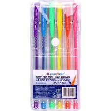 Набор ручек гел.  6цв. "Darvish" флюор. корпус прозрачный  упаковка на кнопке DV-118-6