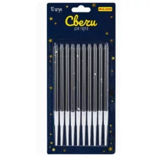 Свечи для торта на подставках "Праздничный всплеск" 0.4*10 5 + 4 5 см 10шт черные С-2048