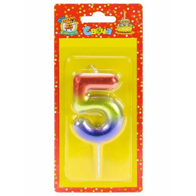 Свеча для торта Сказочный градиент Цифра 5 С-4100
