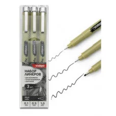 Линеры 3 шт. DH-16 черные (0.1, 0.5, 1.0 мм) серый корпус, в уп ПВХ INTELLIGENT 331971