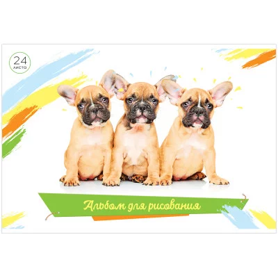Альбом для рисования 24л А4 на скрепке ArtSpace Питомцы Малыши 311559