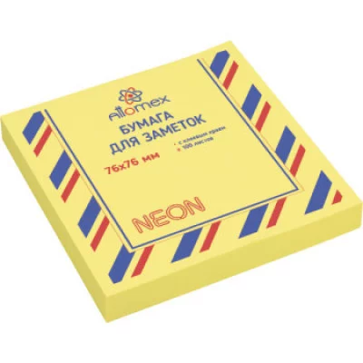 Блок самоклеящийся стикеры 76*76 100л желтый неон ATTOMEX 2010913 581560