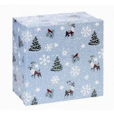Коробка квадратная одинарная Зима в лесу 19,5х19,5х11 КОР-7856