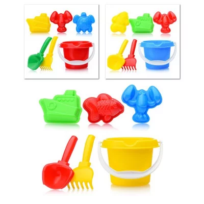 Песочный набор "Пляжный" ( 3 формочки, совок, грабли, ведро) У381