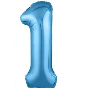 Шар (40\'\'/102 см) Цифра, 1 Slim, Голубой, 1 шт. в уп. 754481