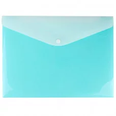 Папка-конверт на кнопке А4 Ice голубая с дополнительным карманом DV-0377IE-LB