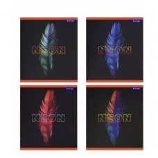 Тетрадь 48л., А5, клетка, Alingar "Пёрышко (NEON)", скрепка, мелованный картон (стандарт),  soft touch, блок офсет AL10901