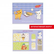 Альбом для рисования 40л Скрепка мел картон 110г/м2 Улыбнись котику А2Л401992