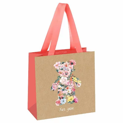 Пакет подарочный 1шт 20*20*10см MESHU "Замечательный день", выборочный лак, крафт 354565