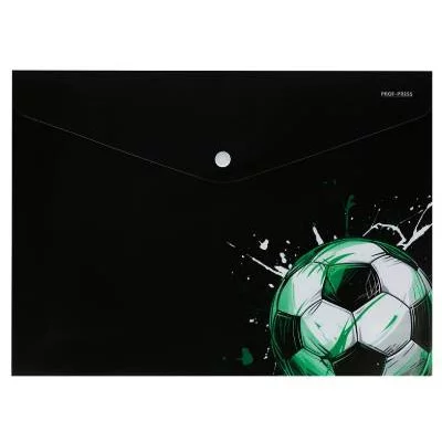 Папка-конверт на кнопке А4, 180мкм, МЯЧ НА ЧЕРНОМ (ПК-2853) ПК-2853