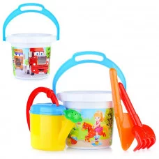 Песочный набор № 133 (ведро 1,4 л термо, лопатка 19см, грабли лейка 0,5 л) 1833