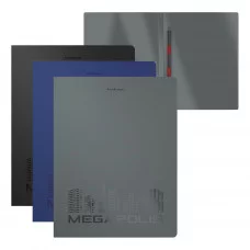 Папка-скоросшиватель пластиковая с пружинным механизмом ErichKrause MEGAPOLIS, A4, ассорти 1шт 50132