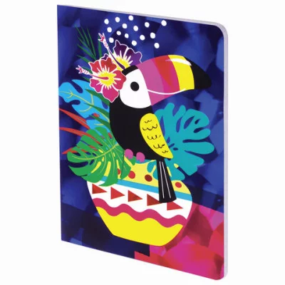 Блокнот МАЛЫЙ ФОРМАТ 103х148 мм А6, 32 л. сшивка, голограмма, клетка, ЮНЛАНДИЯ, Тукан, 662702