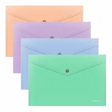 Папка-конверт на кнопке пластиковая ErichKrause Matt Pastel Bloom, A4, непрозрачный, ассорти 61141