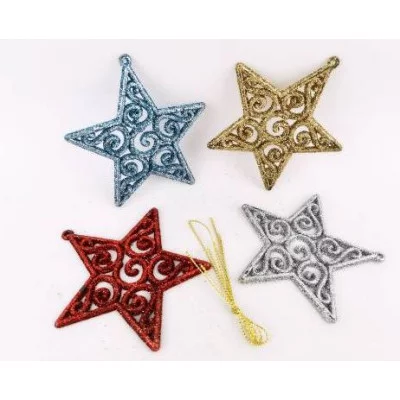 Набор для украшения елок в форме пентаграммы,звезды из 4-ех предметов,разноцветный, 10 см GHH041427