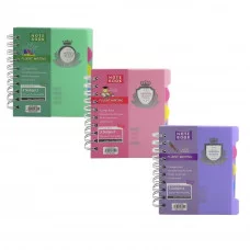 Записная книжка А6, Alingar, гребень, пластиковая обложка, с разделителями, ассорти, клетка, 120 л. Пастельные тона. AL10559