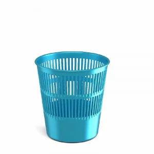 Корзина для бумаг сетчатая пластиковая ErichKrause Ice Metallic, 9л, голубой 55934