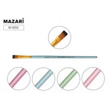 Кисть художественная, синтетика, №4, плоская, ручка обжимная деревянная, цветная M-5212