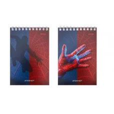 БЛОКНОТ А6 40л. на гребне СПАЙДЕР СИНИЙ (40-1958) ассорти, цвет.мелов.обл, офсет, клетка 40-1958