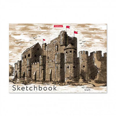 Альбом для эскизов на клею ErichKrause Etude А4 40 листов крафт-бумага 53128
