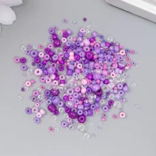 Бисер стекло 6/0 - 15/0 "Ассорти фиолетовое" d=1,5-4 мм, н-р 10гр 7463303