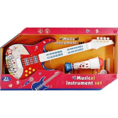 Гитара "Superstrat" на ремне с микрофоном(свет,звук) в короб 8818A