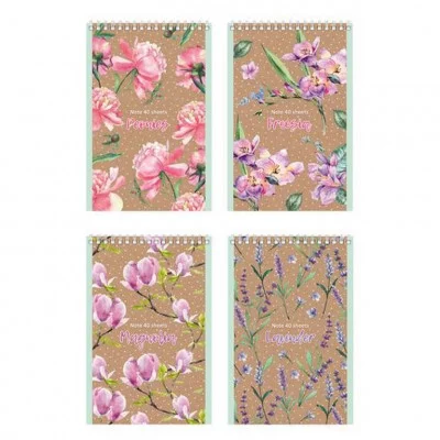 Блокнот А6 гребень 40л. клетка Floral&Craft ассорти Б6гр40 8881