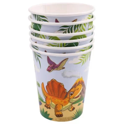 Стаканы бумажные Динозавры (250 мл, 6 шт) флоупак ФЛ-0948