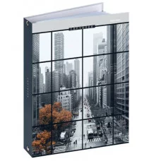 Тетрадь КЛЕТКА 80л. ВИД НА МЕГАПОЛИС (Т80-4897), на кольцах, глянцевая ламинац, лен Т80-4897