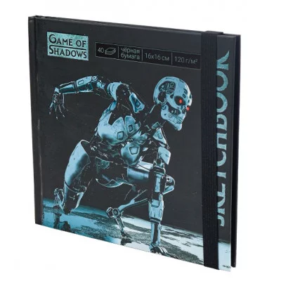 Скетчбук 160х160 Т-800 (7БЦ, мат лам+выб лак, 40л, 120г, черная бумага С40-4076