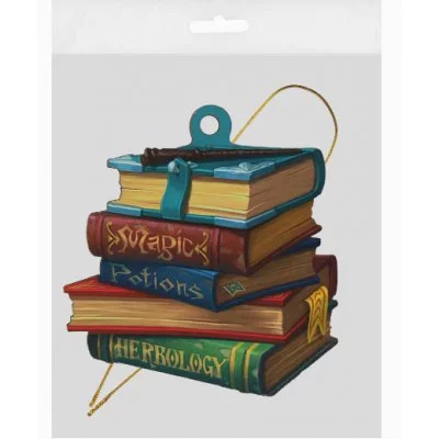 Елочная подвеска однослойная из дерева "Стопка книг" 8см НУ-3102