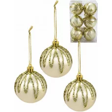 Новогоднее украшение.Набор  ёлочных шаров 6см. Брызги шампанского Шампань, 6 шт НШ-1400