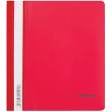 Папка-скоросшиватель пластик. Berlingo, А5, 180мкм, красная с прозр. верхом, индив. ШК 268378