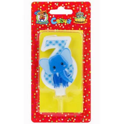 Свеча для торта Слоник Цифра 3 С-8327