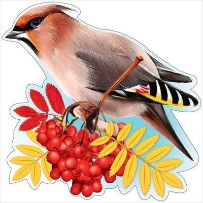 Украшение на скотче "Свиристель с рябиной" А5 Праздник 01252