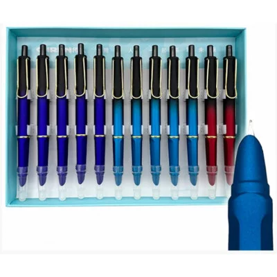 Ручка перьевая DI-23 "Металлик" (син) 0,5мм, автомат, пластик корпус, поршневая, с чернилами, с клипом, ассорти, к/к №537M 332096