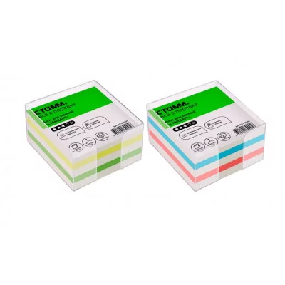 Блок для записей СТАММ "Стандарт", 9*9*4,5см, пластиковый бокс, ассорти 331314