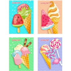 Блокнот А7 16л. на скрепке МОРОЖЕНОЕ И ЛЕДЕНЕЦ Б16-0527