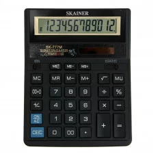 Настольный калькулятор SKAINER SK-777M (пл., 12 разрд., 2 пит., 2 пам., чер. 157 x 200 x 32 мм)(SDC-888TII)