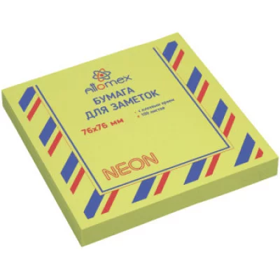 Блок самоклеящийся стикеры 76*76 100л зеленый неон ATTOMEX 2010914 581564