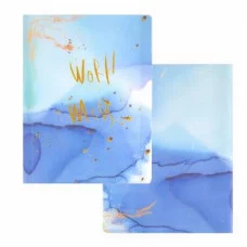 Папка с 30 вкладышами Alingar А4 310х235 мм пластик 400 мкм мраморный дизайн с надписью "World" голубой 1шт AL12805