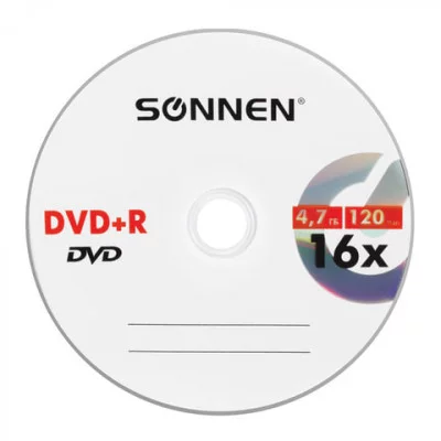 Диск DVD-R SONNEN, 1шт. 4,7Gb, 16x Bulk, 512574