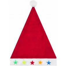 Колпак новогодний красный елочки и звезды с подсветкой 28*38 см НУ-1933