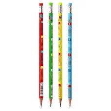 Карандаш ч/г Zoomi HB дерево с ластиком круглый заточенный яркий корпус 4 дизайна"Таблица умножения" ZM500